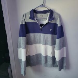 Vintage Chaps Unisex Gray and Blue Striped Sweater